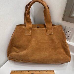 Eddie Bauer Classic Suede Computer Bag in Cognac
